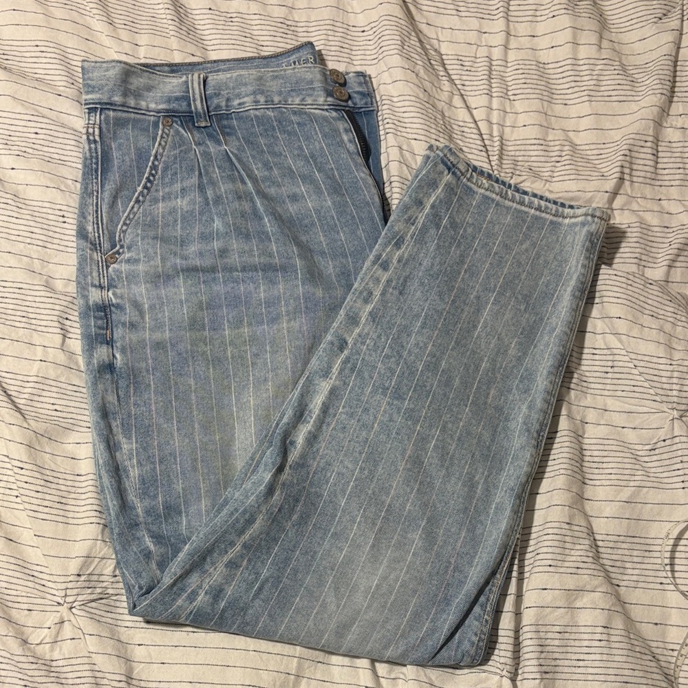 American Eagle Pinstripe Mom Jeans